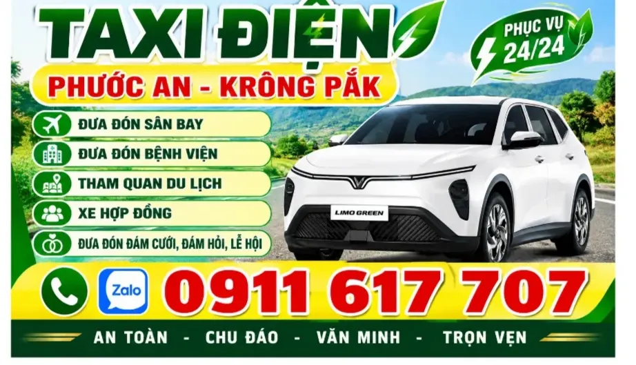 Dịch vụ Taxi Điện Phước An - Krông Pắk
