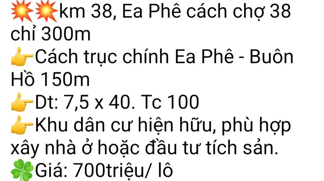 Bán 7 m² đất thổ cư — Phê, Xã Ea Phê (ảnh 2)